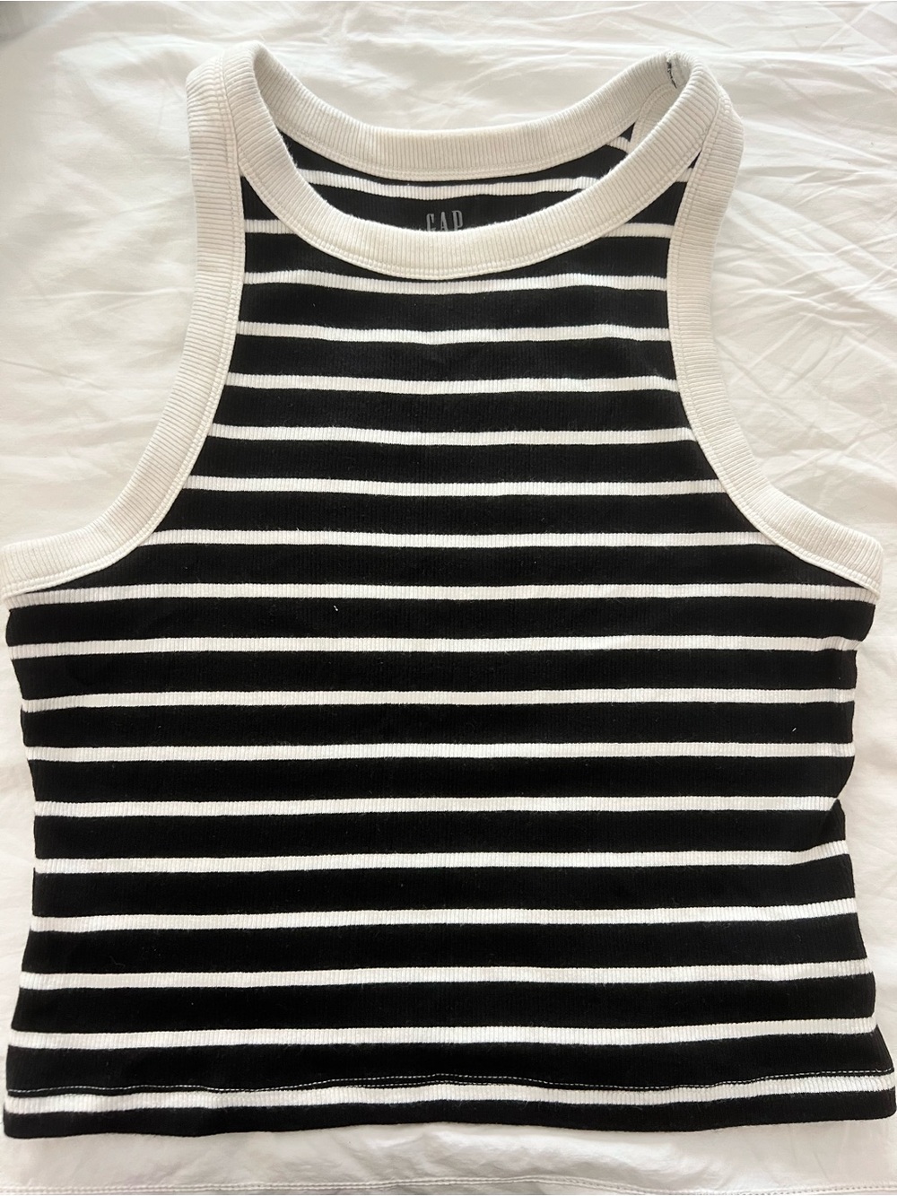 GAP Black and White Striped Ribbed Tank
